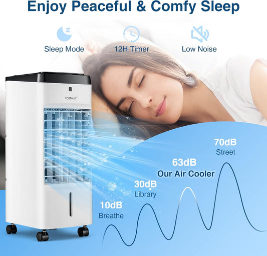 Enfriador de aire 3-en-1 oscilante con temporizador 38 × 28 × 76 cm – COSTWAY