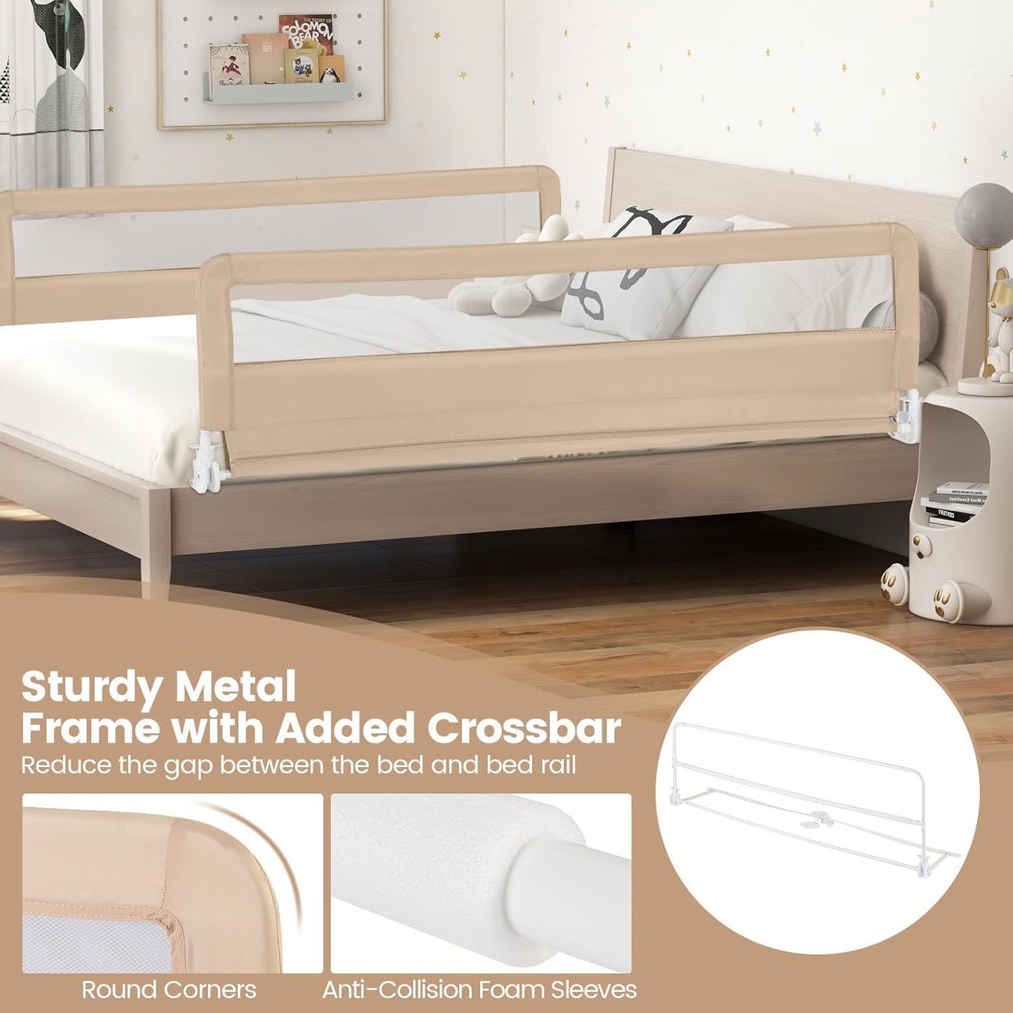 Barandal de cama para niños 180 × 56 cm plegable – COSTWAY