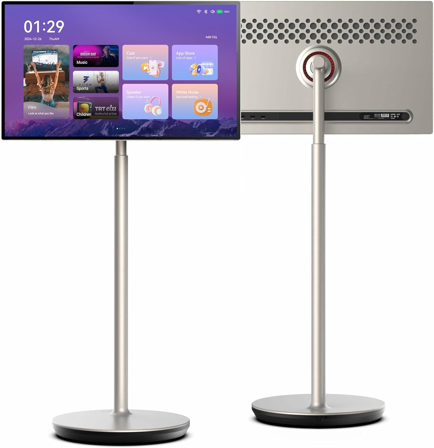 Tótem/Pantalla inteligente, táctil y móvil de 32″, UHD 4K Android 13, batería recargable. GTUOXIES