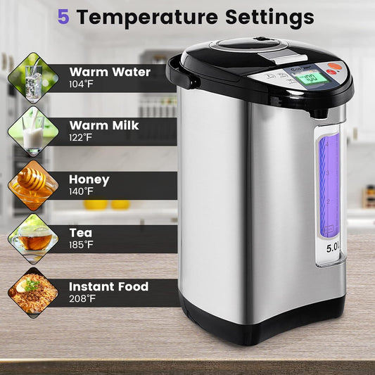 Dispensador de Agua Caliente Eléctrico COSTWAY 5 L – Hervidor con Control de Temperatura