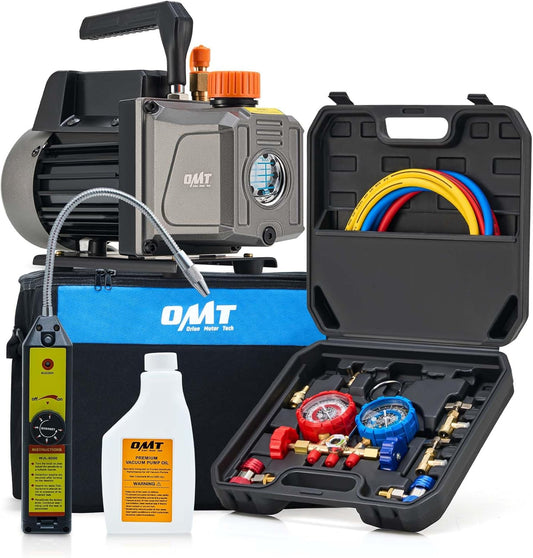 Kit para reparación de aires acondicionados,  bomba de vacío, medidor de CA, kit de manómetro de bomba de vacío de 1/3 hp 4 cfm con detector de fugas