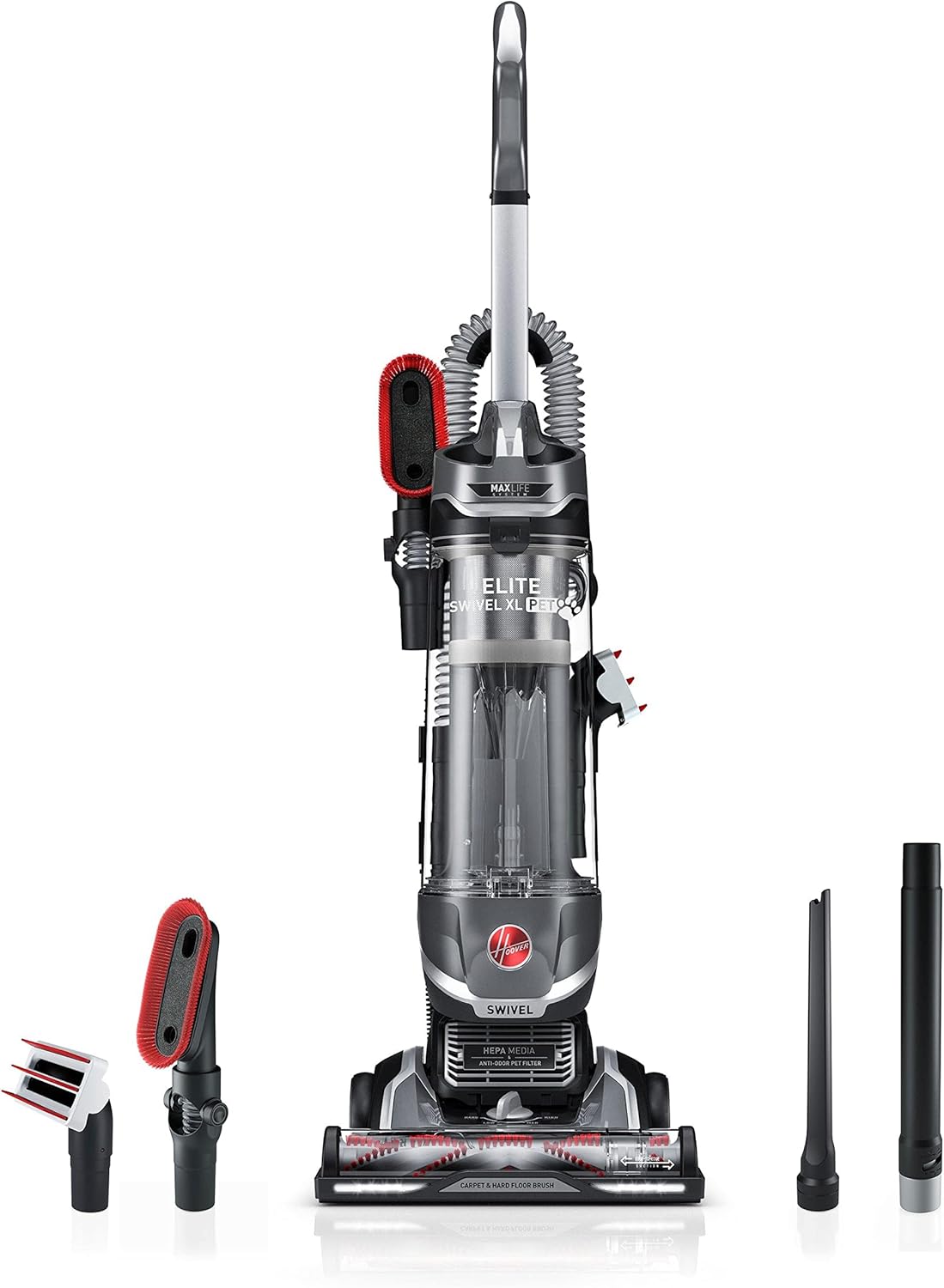Aspiradora de pie giratoria de alto rendimiento con tanque XL. Hoover Elite Swivel XL Pet