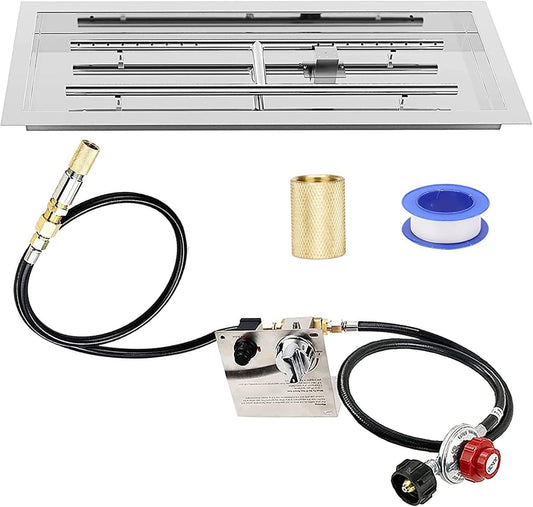 Kit de gas con encendedor y quemador para chimenea, hoguera ó empotrar en una mesa.