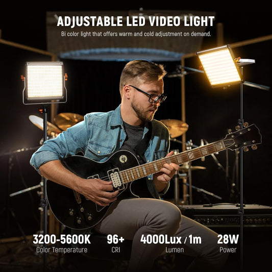 Neewer NL480. Iluminación LED Bicolor Compacta y Versátil. Kit de 2 luces, tripode y estuches