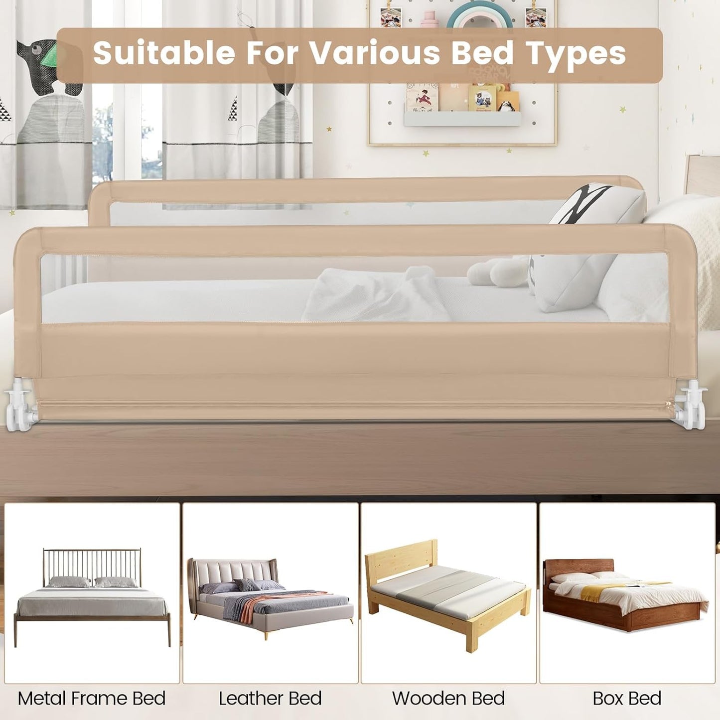Barandal de cama para niños 180 × 56 cm plegable – COSTWAY