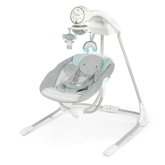 Columpio para Bebes Motorizado 5 Velocidades con Móvil Luminoso, Sonidos y Reclinable. Ingenuity InLighten