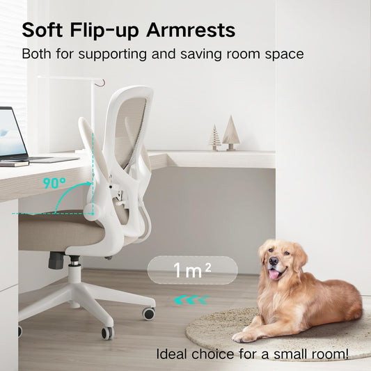 Silla de Escritorio, Ergonómica – Apoyabrazos Abatibles & Lumbar Ajustable