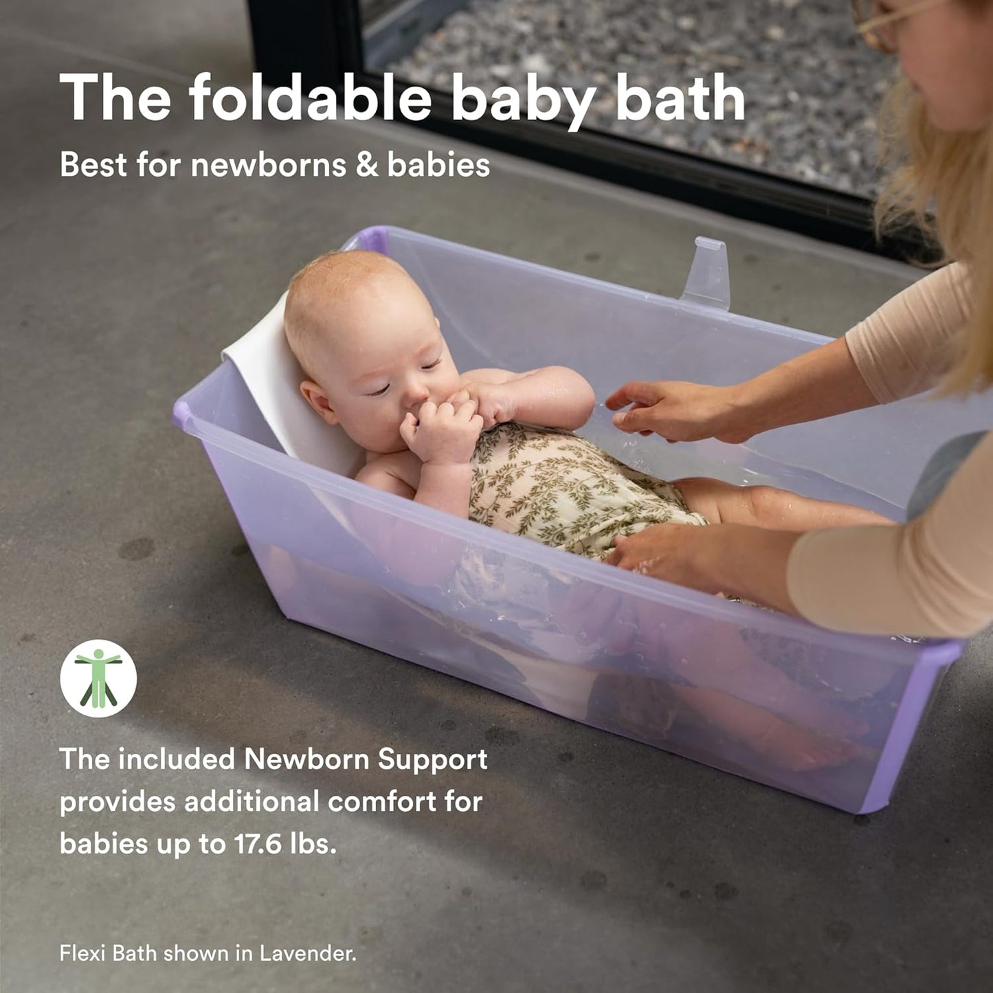 Bañera Plegable Stokke Flexi + Soporte para Bebé – Sandy Beige