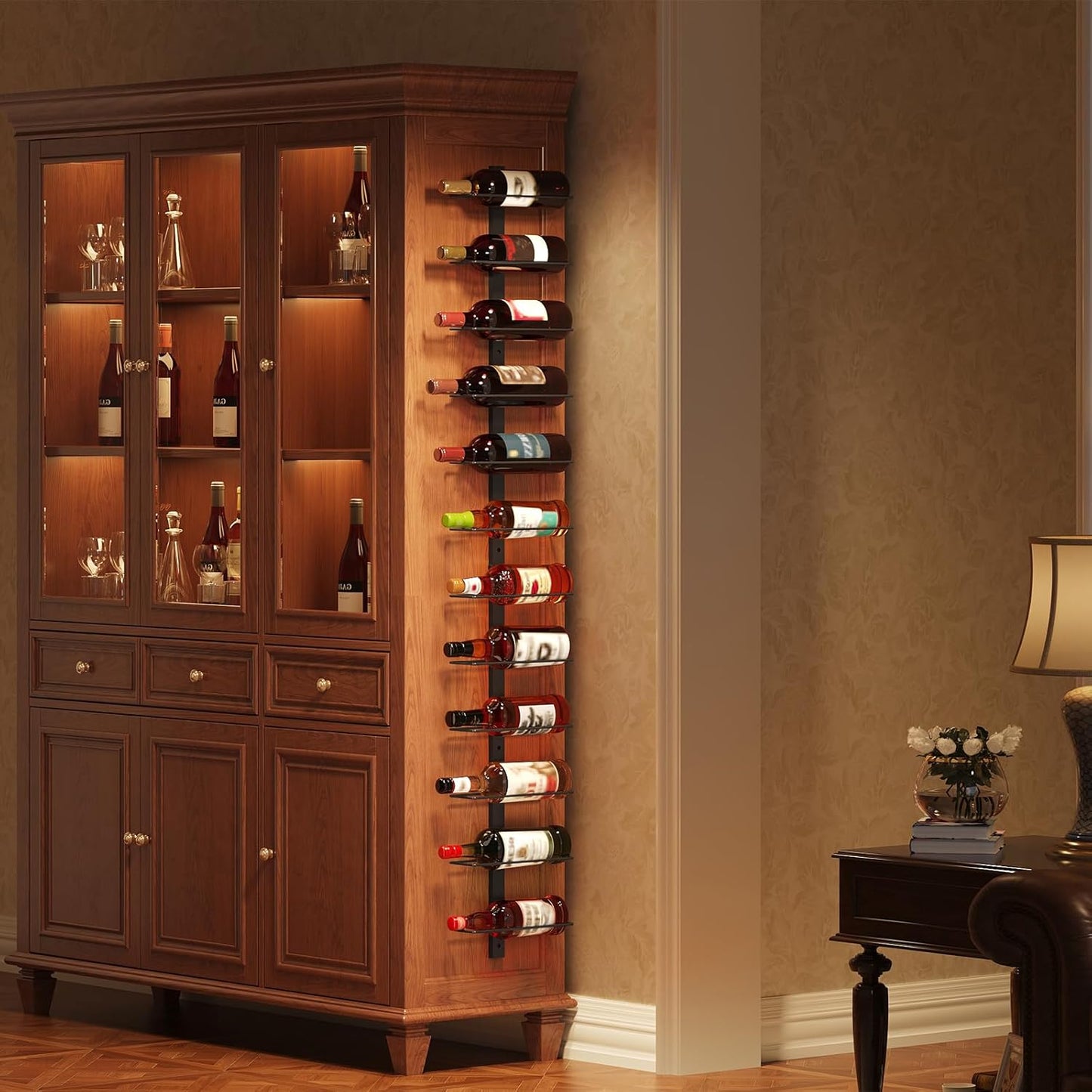 Estantes de pared para vinos, con soporte para 12 botellas, estructura de metal