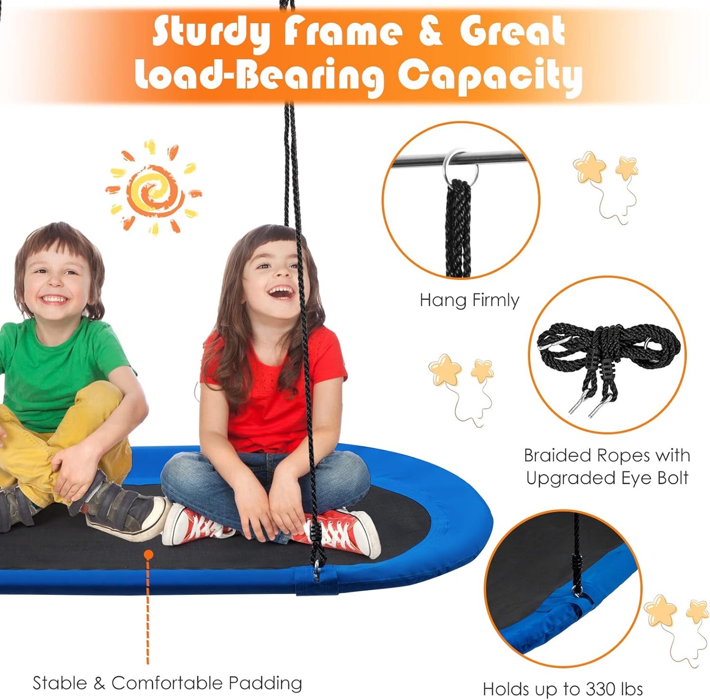 Columpio para niños “Flying Saucer” ovalado 152 cm plataforma impermeable – ARLIME