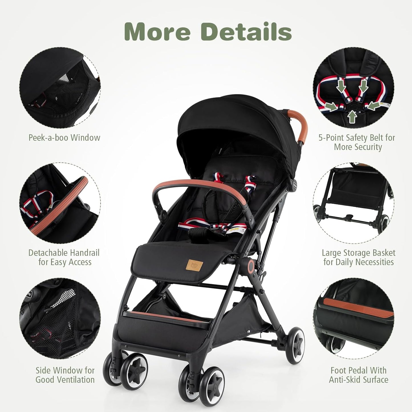 Coche ligero para bebé 95×52×97 cm, reclinable y plegable – Baby Joy