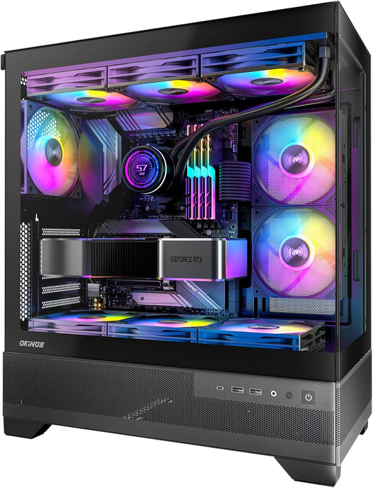 Case para computadora con ventiladores y vidrio templado frontal y lateral. Okinos Aqua 7