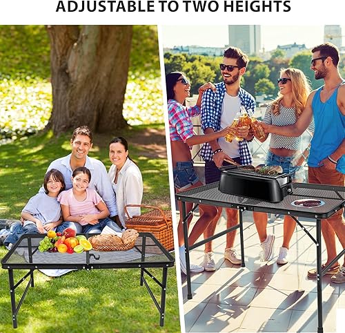 Mesa plegable portátil metal 90 × 60 × 70 cm negra – GW Style