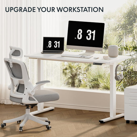 Marco electrico para escritorio con altura ajustable, color blanco FlexiSpot