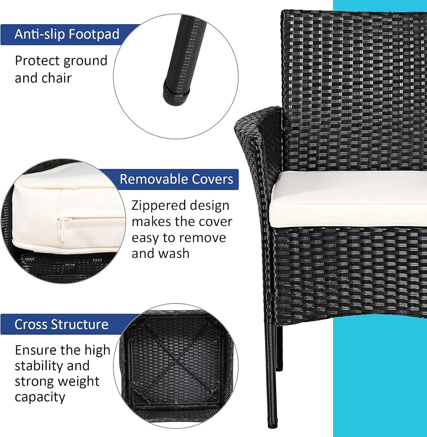 Juego de 2 sillas de patio de mimbre de ratán. Costway