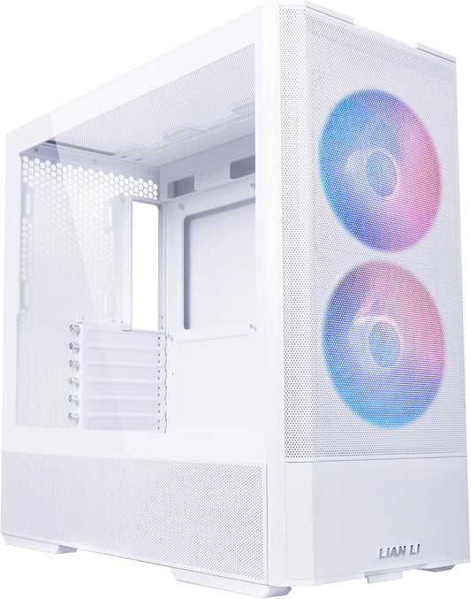 Case de computadora con ventiladores ARGB preinstalados, color blanco. LIAN LI LANCOOL 207