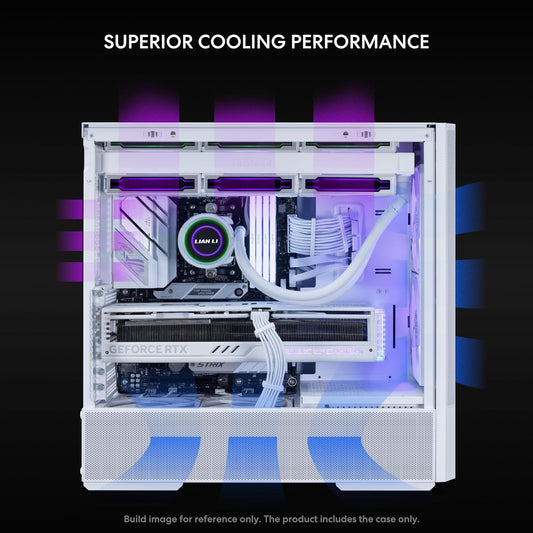 Case de computadora con ventiladores ARGB preinstalados, color blanco. LIAN LI LANCOOL 207