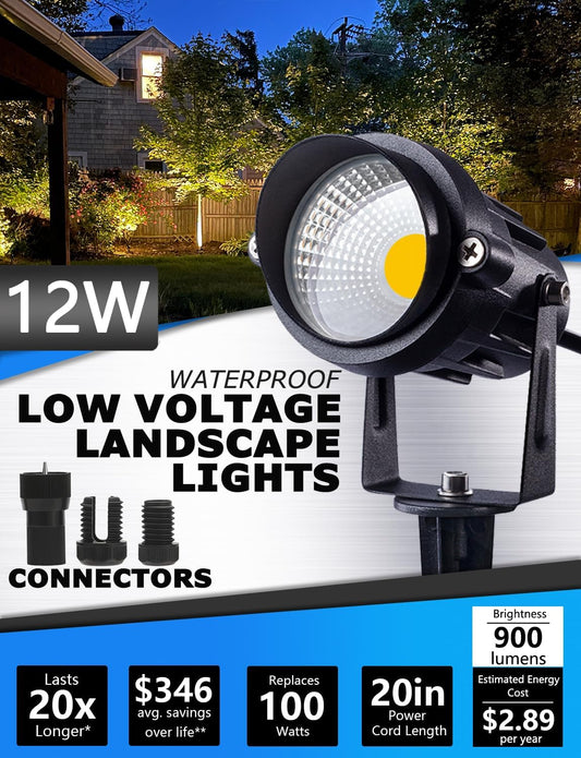 Luces LED (12V) para exteriores, impermeables,de metal blanco súper cálido (900 LM). SUNVIE