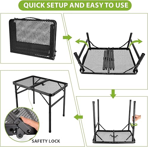 Mesa plegable portátil metal 90 × 60 × 70 cm negra – GW Style