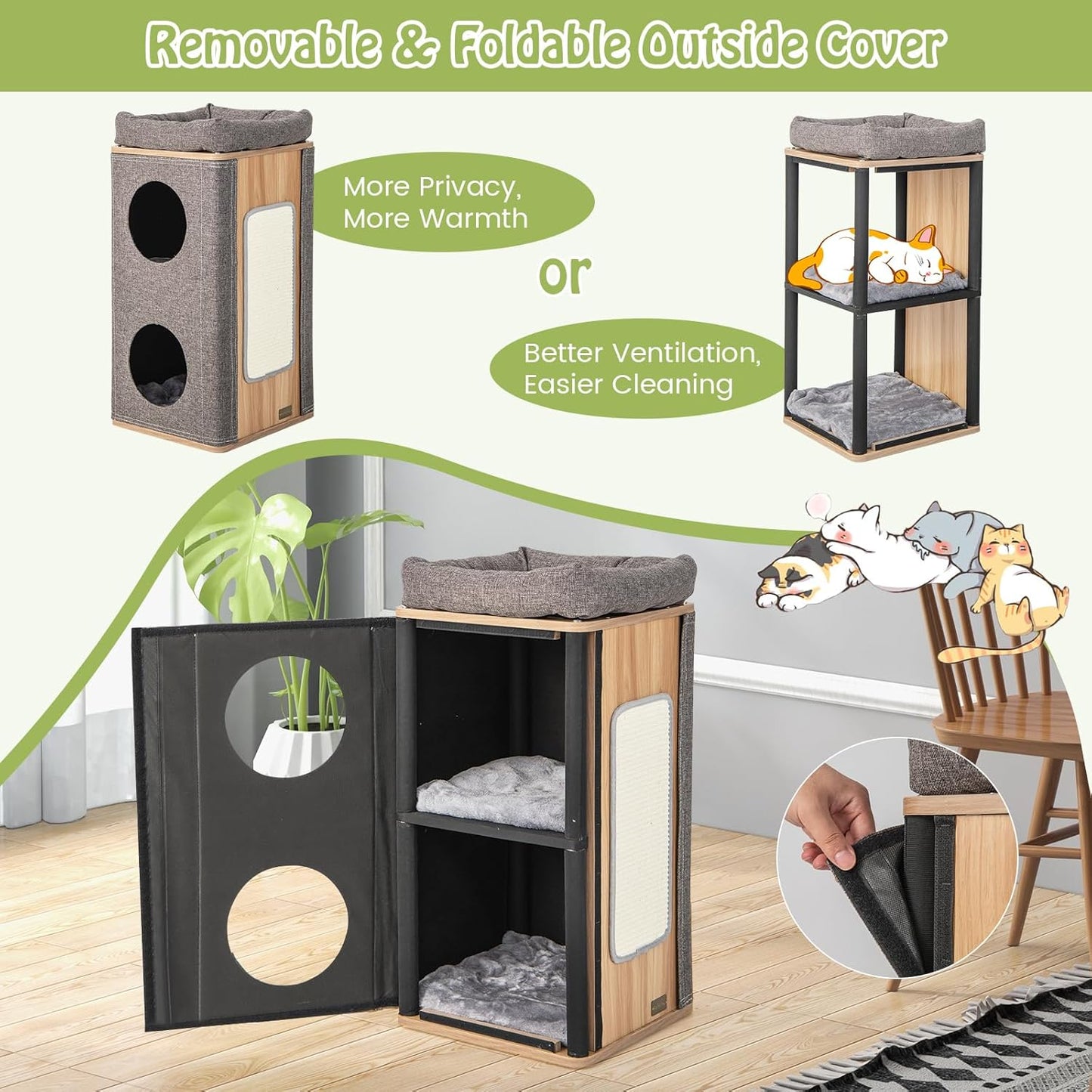 Rascador / Casa para Gatos Tangkula 3 Niveles – Diseño Barril