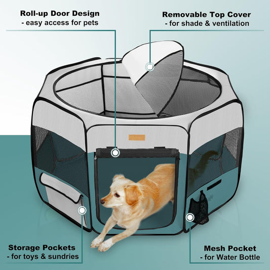 Corral plegable portátil para mascotas tamaño XL 120 × 60 × 60 cm – Akinerri