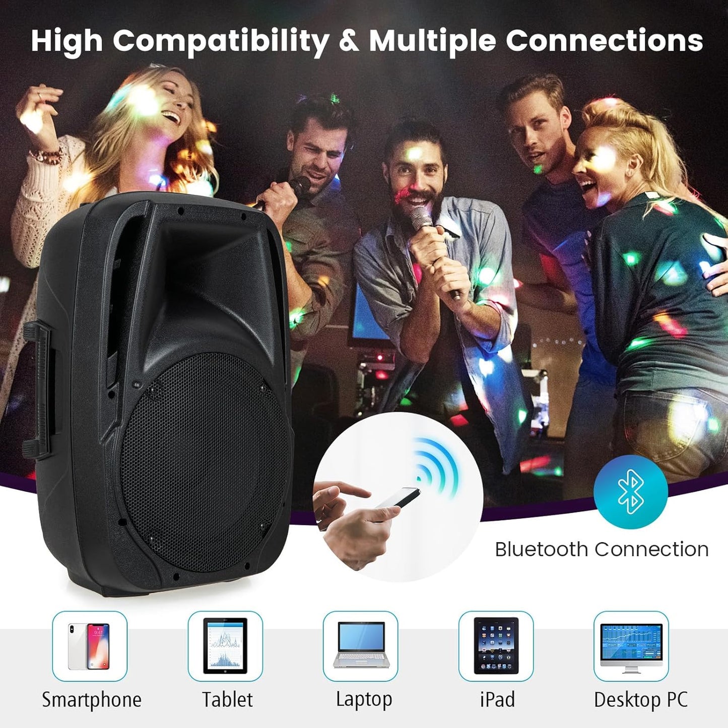 Sistema de altavoces PA 150W RMS con altavoz activo + pasivo 30×27×42 cm – Costzon