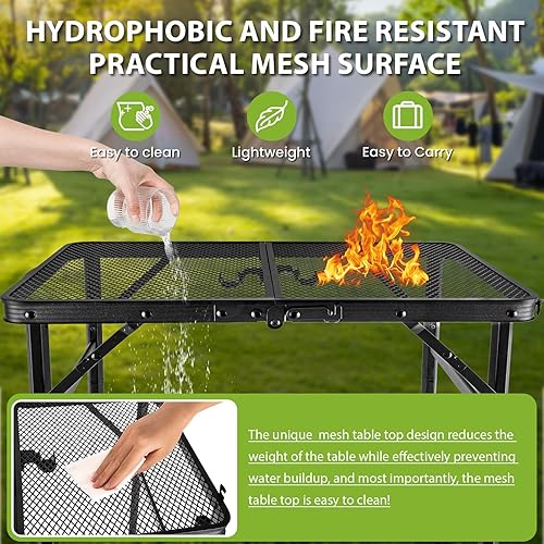 Mesa plegable portátil metal 90 × 60 × 70 cm negra – GW Style