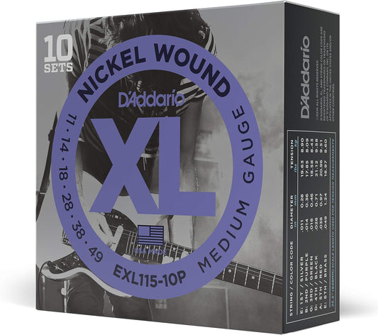 Cuerdas para guitarra eléctrica  D'Addario XL, disponibles en calibre .9,.10 y .11