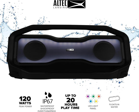 Parlante inalámbrico de 120 watts con sub, impermeable IP67, de exeriores, con app y luces. Altec  Rockbox XL 2.0