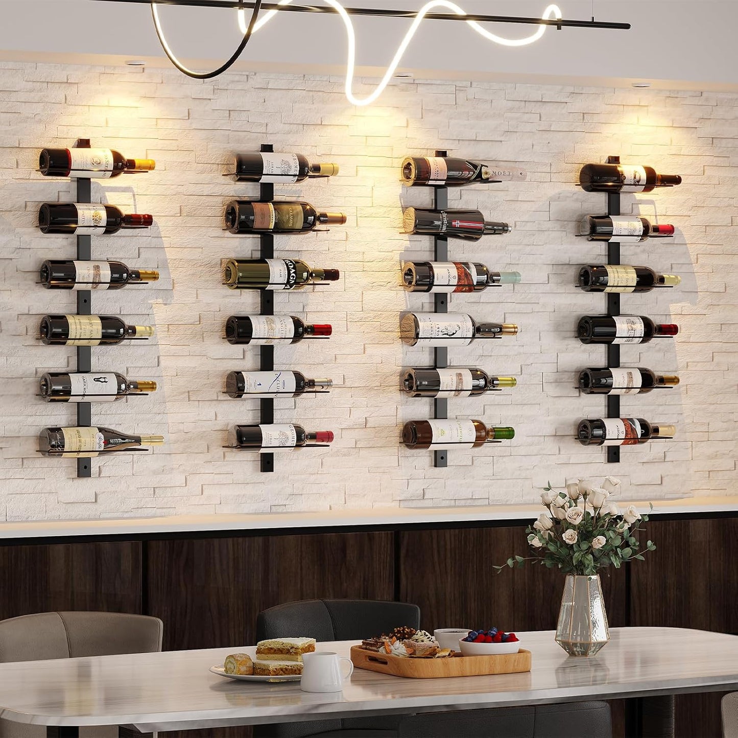 Estantes de pared para vinos, con soporte para 12 botellas, estructura de metal