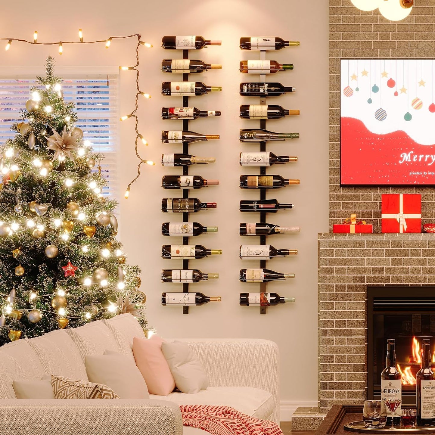 Estantes de pared para vinos, con soporte para 12 botellas, estructura de metal