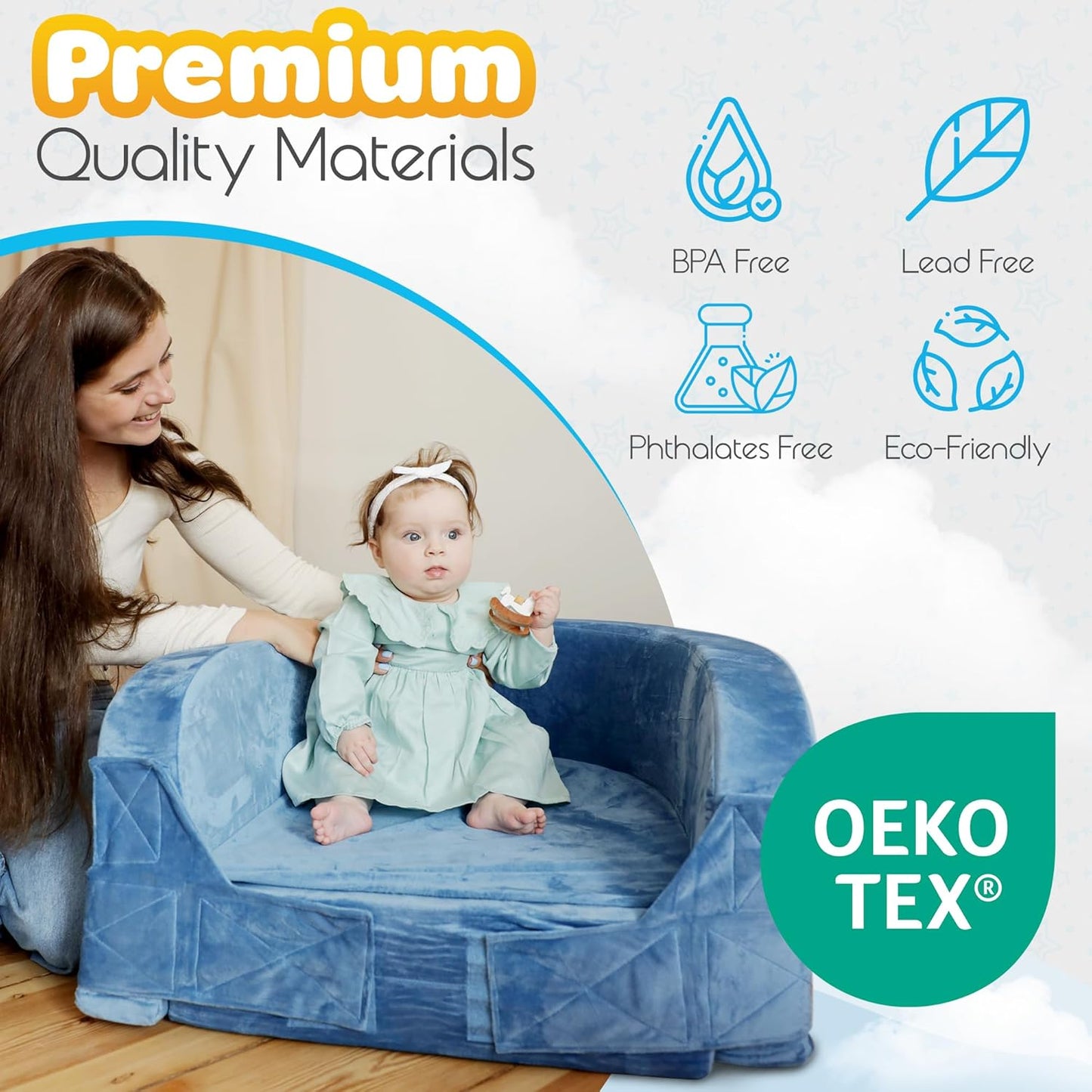 Sofá Cama portátil 2-en-1 para niños 18m-6 años tamaño grande 140×66×20 cm – Sleepah