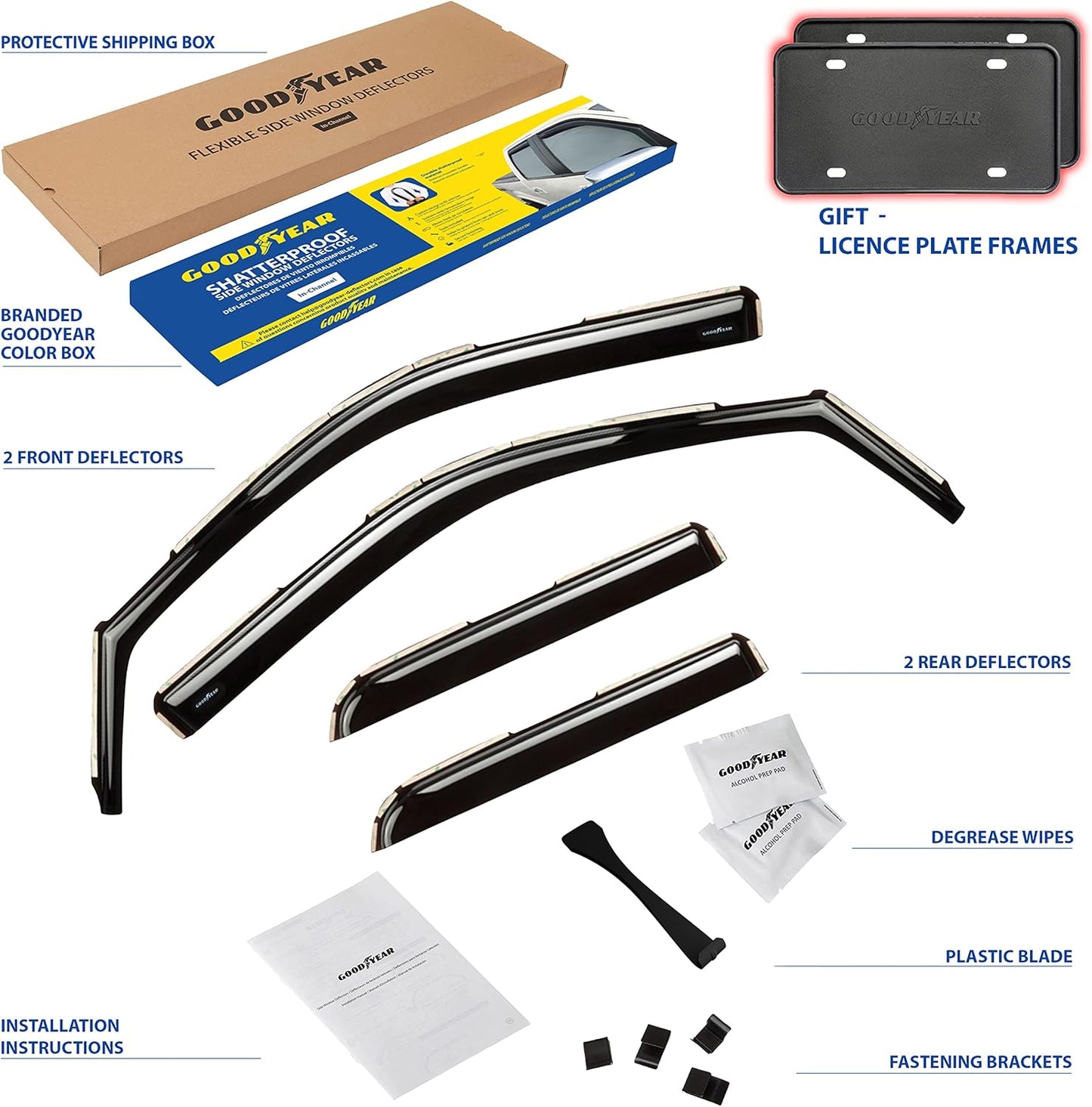 Visera/Deflectores de ventana laterales indestructibles para Dodge RAM 1500 2009-2018– Goodyear