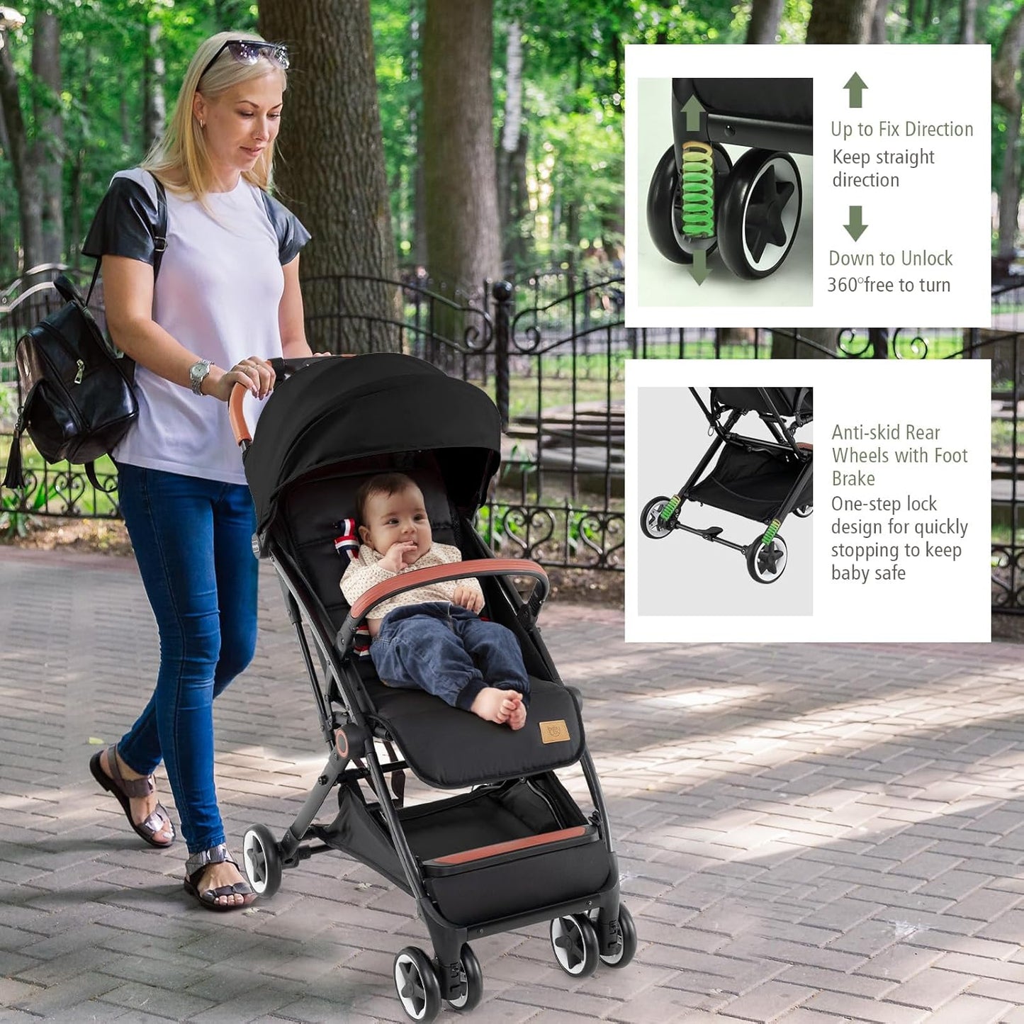 Coche ligero para bebé 95×52×97 cm, reclinable y plegable – Baby Joy