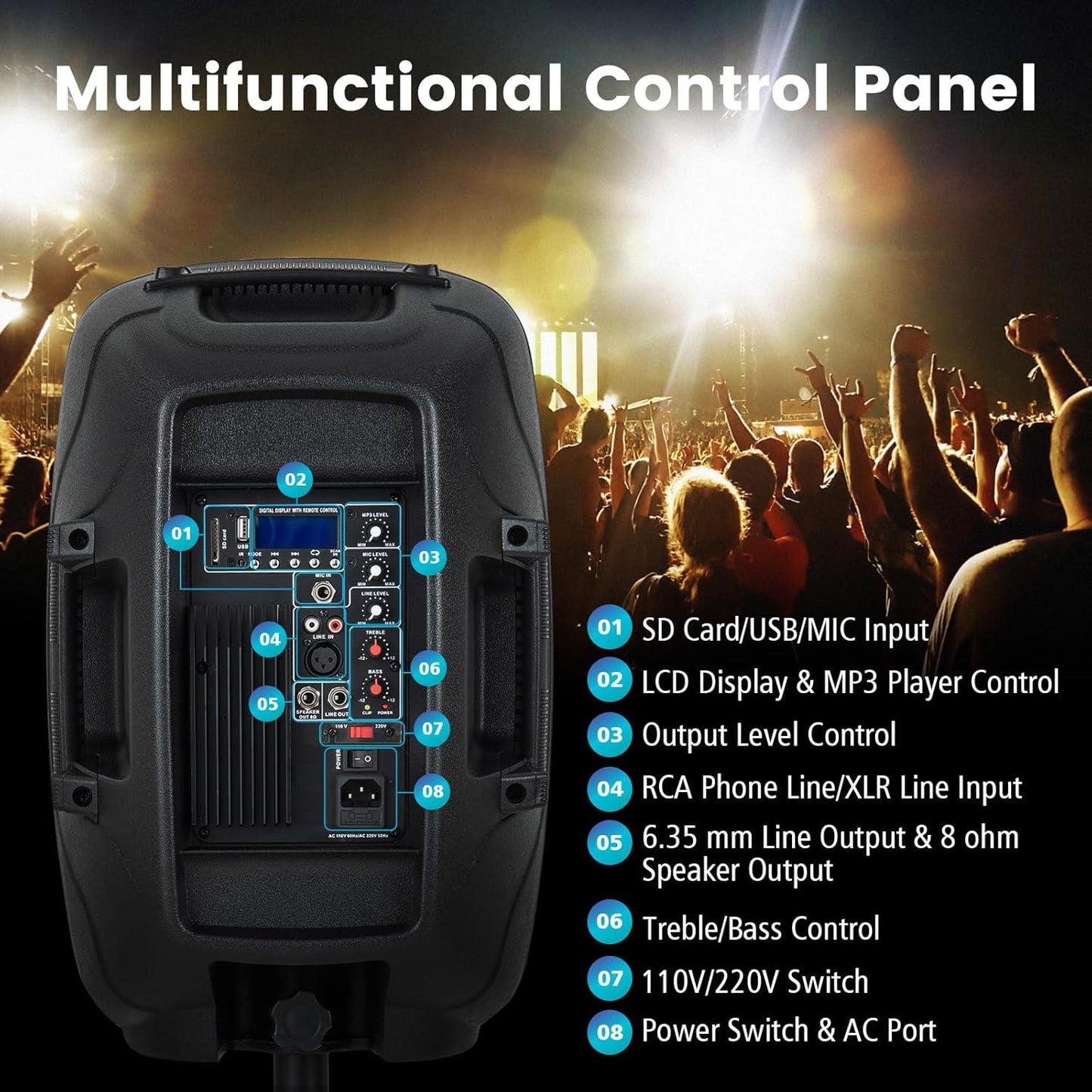 Sistema de altavoces PA 150W RMS con altavoz activo + pasivo 30×27×42 cm – Costzon