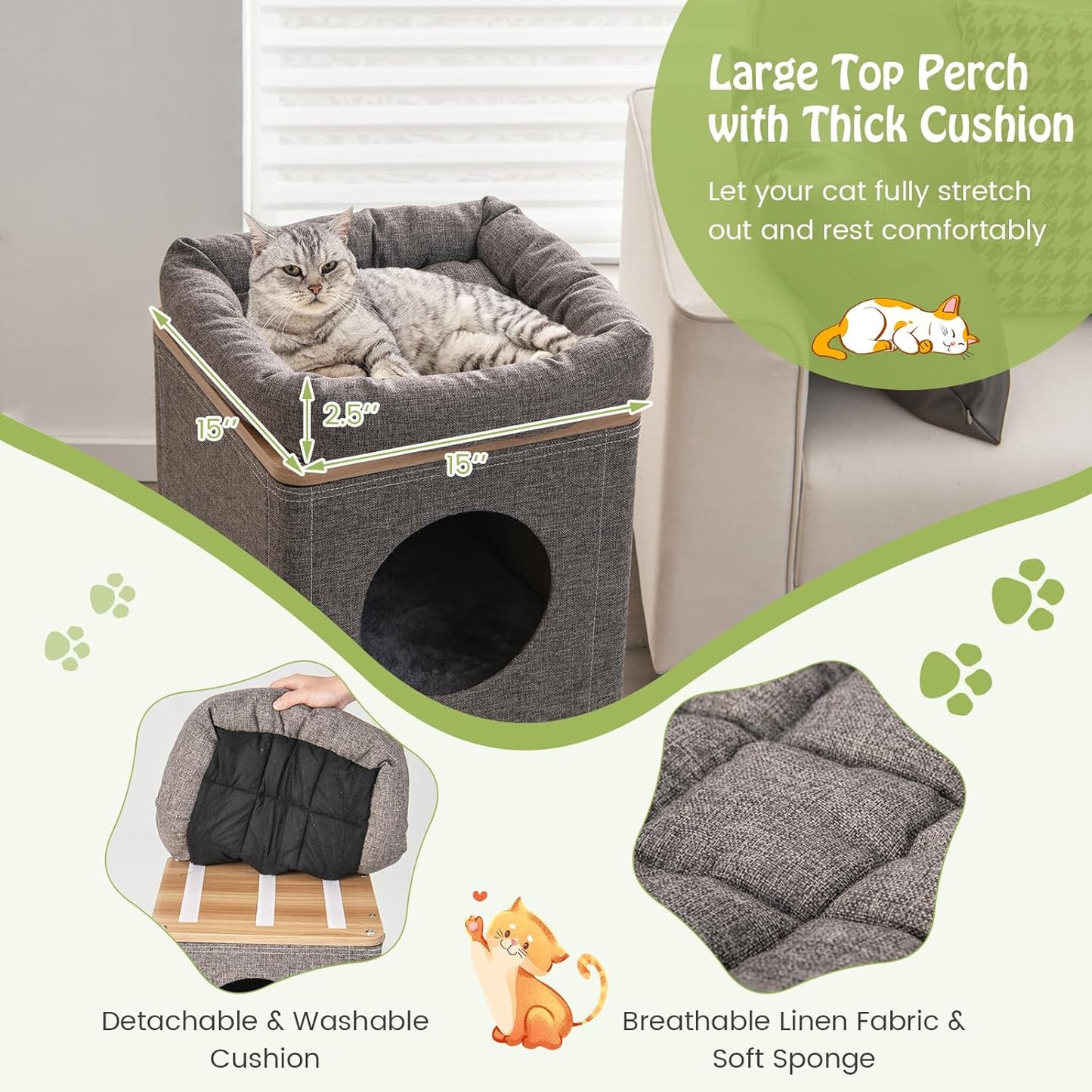 Rascador / Casa para Gatos Tangkula 3 Niveles – Diseño Barril