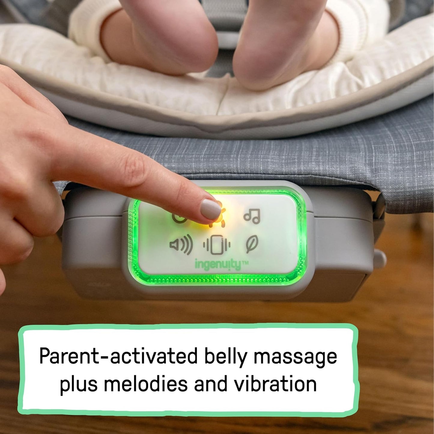 Balancín portátil Ingenuity Anti-Cólicos con Masaje de Barriga, Vibración y 20 Melodías