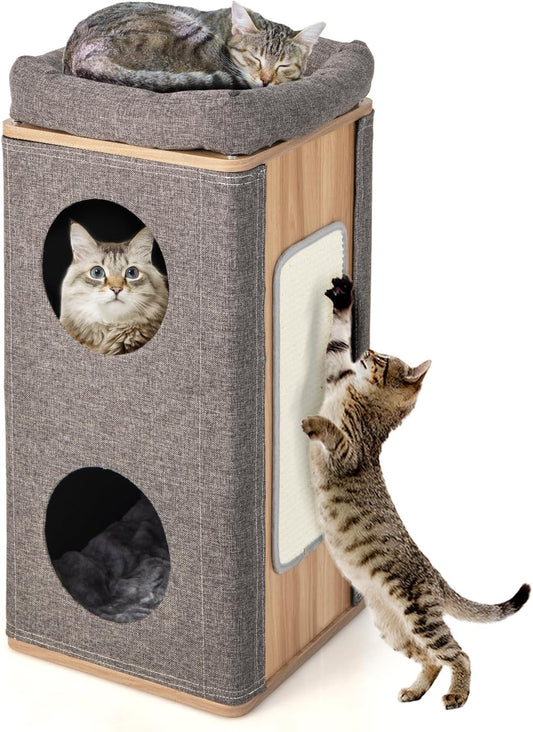 Rascador / Casa para Gatos Tangkula 3 Niveles – Diseño Barril