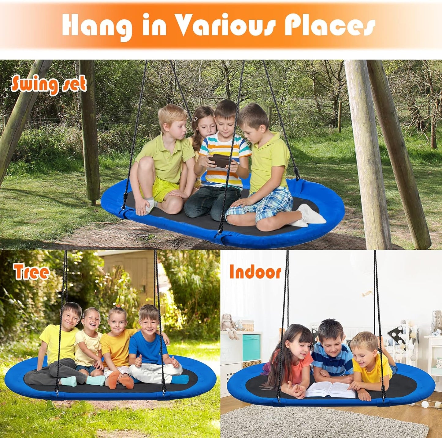 Columpio para niños “Flying Saucer” ovalado 152 cm plataforma impermeable – ARLIME