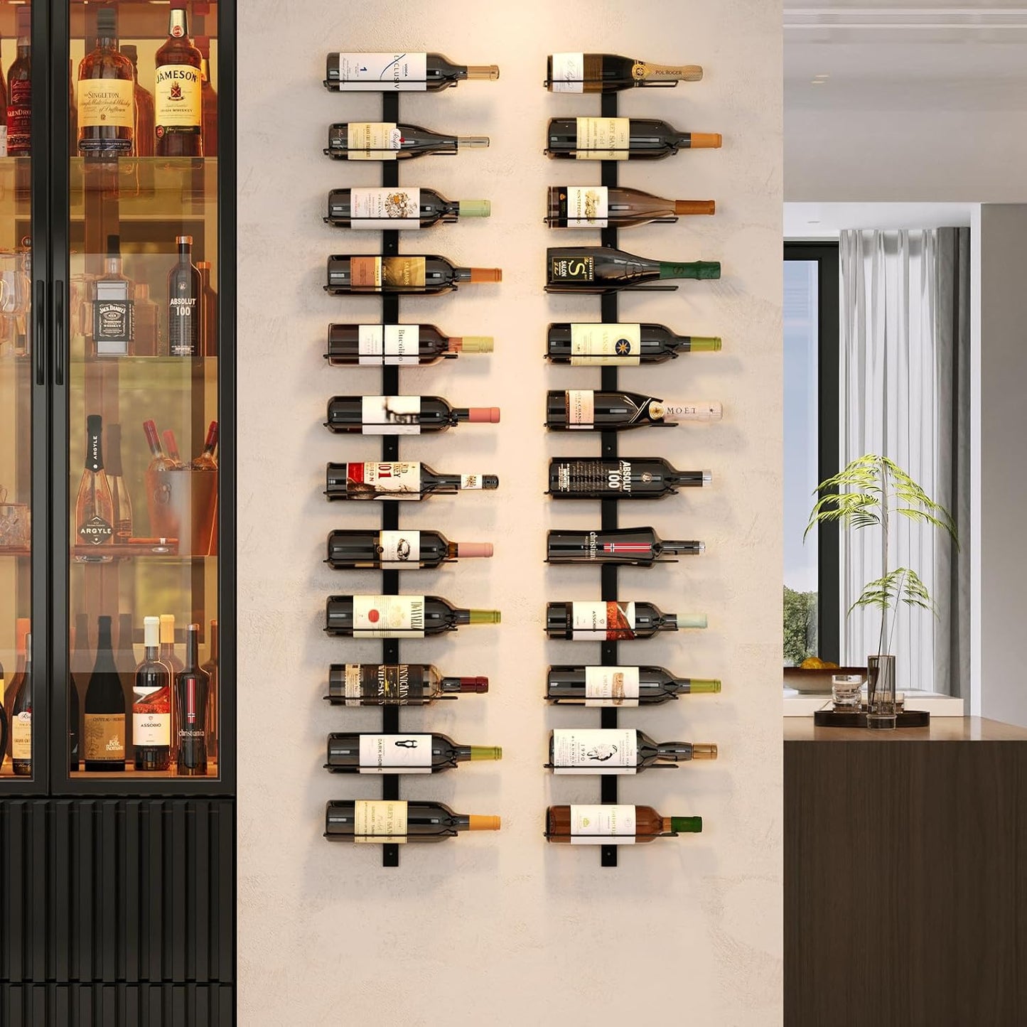 Estantes de pared para vinos, con soporte para 12 botellas, estructura de metal
