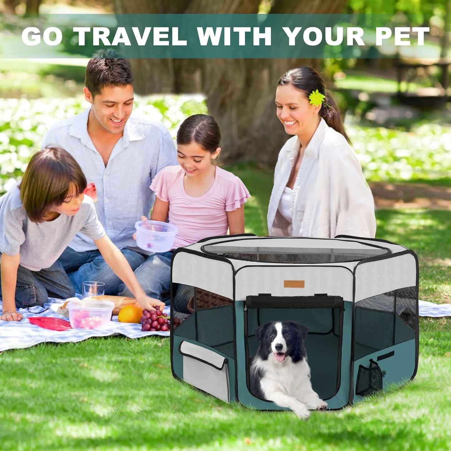 Corral plegable portátil para mascotas tamaño XL 120 × 60 × 60 cm – Akinerri