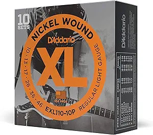 Cuerdas para guitarra eléctrica  D'Addario XL, disponibles en calibre .9,.10 y .11