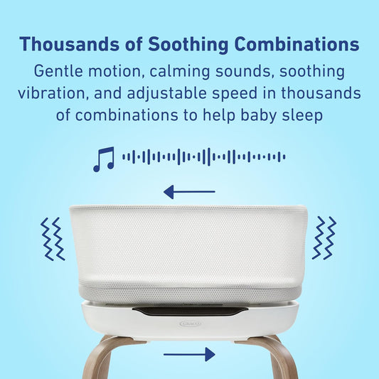 Graco - Cuna/Moises inteligente SmartSense Soothing con detección de llanto, movimiento y Bluetooth