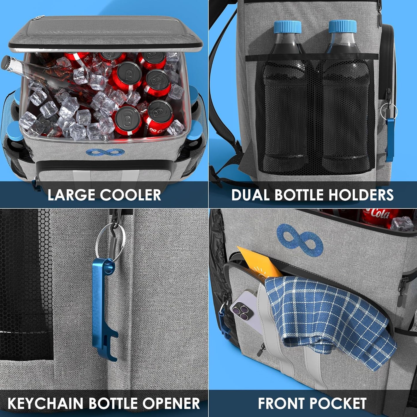 Hielera tipo bulto, mochila enfriadora con capacidad hasta 54 latas. Everlasting Confort