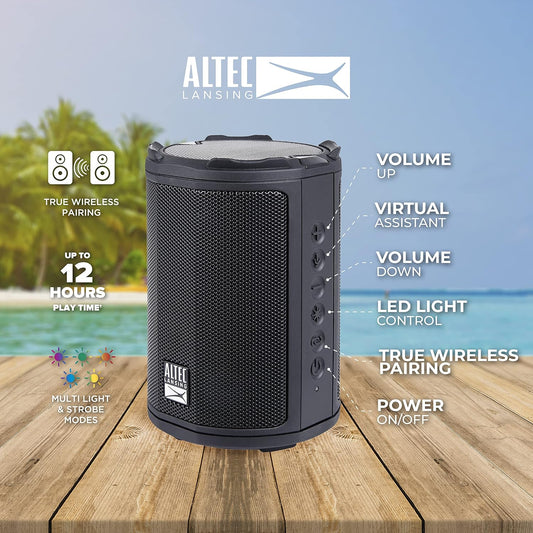 Parlante portatil impermeable IP67, contra agua y polvo y golpes, recargable. HydraMotion