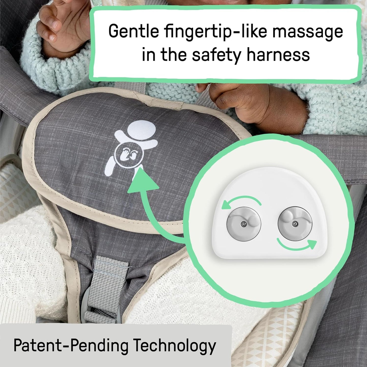 Balancín portátil Ingenuity Anti-Cólicos con Masaje de Barriga, Vibración y 20 Melodías