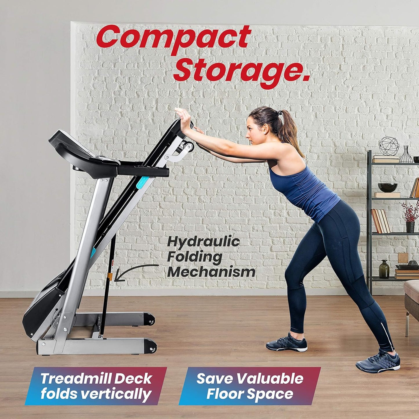 Caminadora/Cinta para correr de 2.5HP, plegable, con parlantes incorporados y app. SereneLife