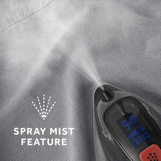 Plancha de vapor de 1700W digital para ropa, con 11 ajustes de calor , con cable retráctil. Sunbeam