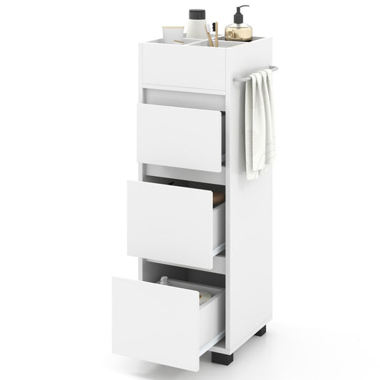 Mueble de piso para baño 76×30×86 cm 3 cajones + divisor superior + toallero – Costway