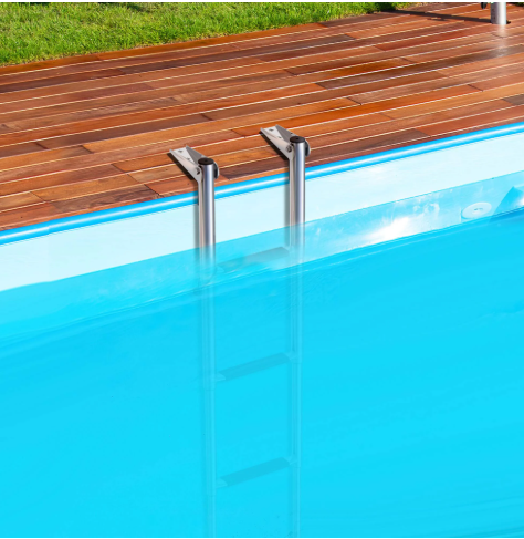 Escalera para piscina ó bote, plegable de acero 4 peldaños 218×25×10 cm – Costway